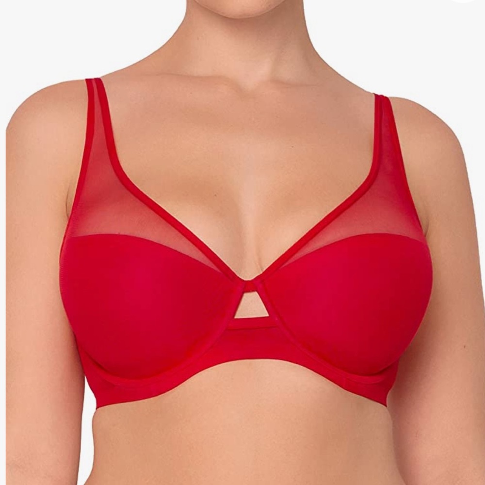 34D Smart & Sexy Mesh Plunge Bra NWOT Supportive Underwire